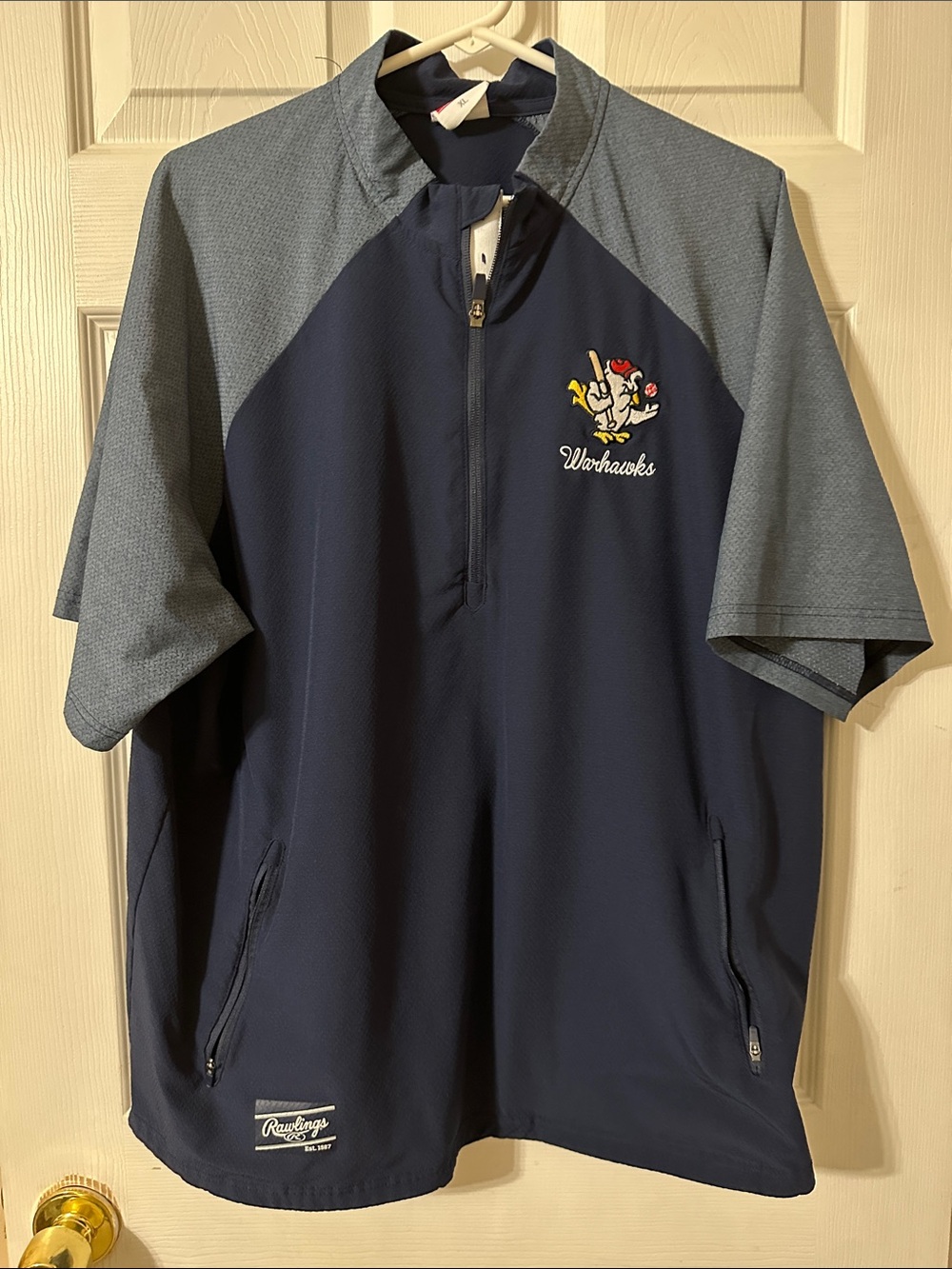 Rawlings Navy and Heather Gray Short-Sleeve Pullover with Warhawks Patch